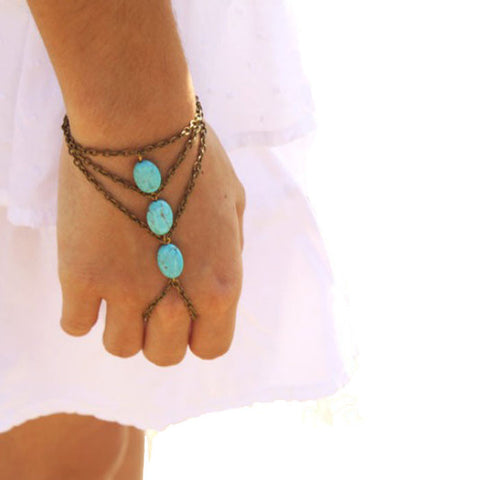 Bronze And Turquoise Ring Bracelet